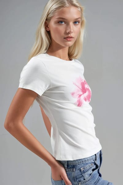 Gemusterde Strakke T-Shirt