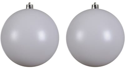 Decoris Kerstbal - 2x - wit - groot - 20 cm - kunststof - mat - kerstversiering