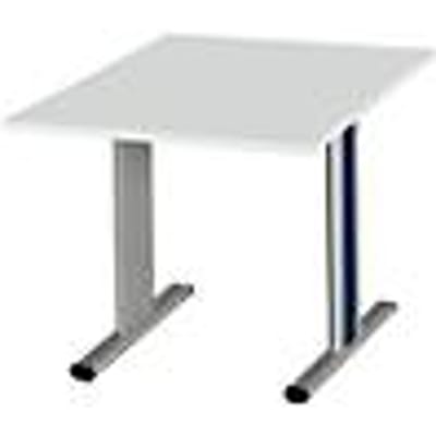 Schäfer Shop  Select Vergadertafel Planova, Aanbouwtafel, 1000 x 1000 mm, lichtgrijs, accentlijst gentiaanblauw