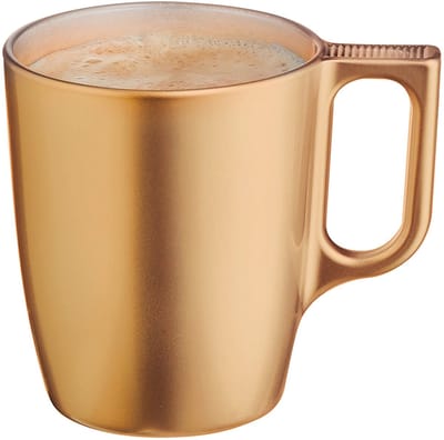 Luminarc Koffiemokken Monaco - 1x stuks - Hard Glas - goud - 250 ml - 9 cm - Flashy metallic finish