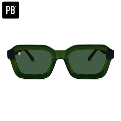 PB Sunglasses - Dijon Olive - Zonnebril heren en dames - Olijfgroen - Gepolariseerd - Rechthoekige zonnebril - 100% stevig acetaat frame
