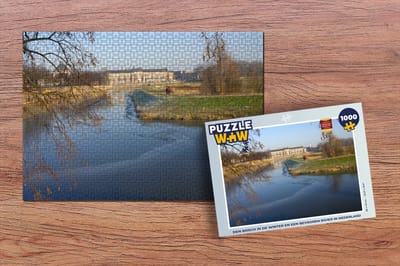 Puzzel Den Bosch in de winter en een bevroren rivier in Nederland - Legpuzzel - Puzzel 1000 stukjes volwassenen