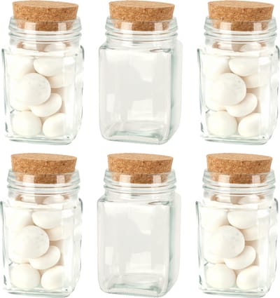 Bellatio Design Glazen flesjes met kurk dop - set 30x - transparant - glas - 250 ml - hobby/DIY - bedankje
