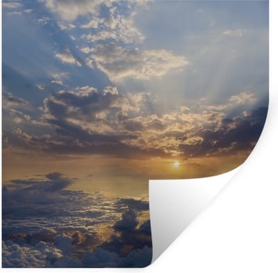 Muurstickers - Sticker Folie - Dramatische lucht bij zonsondergang - 120x120 cm - Plakfolie - Muurstickers Kinderkamer - Zelfklevend Behang XXL - Zelfklevend behangpapier - Stickerfolie