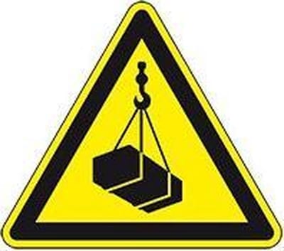 Waarschuwingsbord hangende last - kunststof - W015 300 mm
