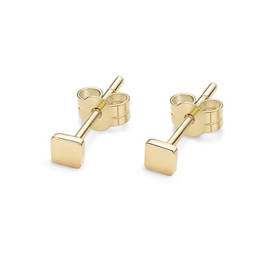 14kt - Geelgouden Oorstuds met Vierkante Top 5 mm - 0,8 mm Staaf Dikte - 14 Karaat Gouden Oorbellen voor Dames - Vierkante Oorknopjes - Echt Goud (585) - Inclusief Echtheidscertificaat