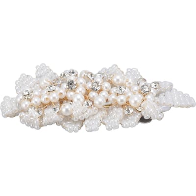 Clip de Chaussure Strass Perle Détachable Fer Décoration Chaussures Femme Clip pour Mariage beige