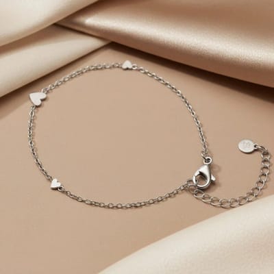 Armband zilverkleurig - Hartjes - Stainless steel dames armband - SK Sieraden - Verstelbaar