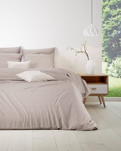 Mistral Home - DEKBEDOVERTREK - katoen renforcé - 140 x 200 cm + 65 x 65 cm - eenpersoons - strepen - beige
