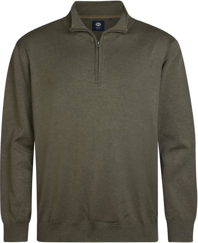 Petrol Industries - Heren Plus Size Gebreide Half-Zip Trui Jackson - Groen - Maat 3XL