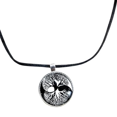 Ketting -levensboom -verstelbaar- zwart- Wit- Charme Bijoux