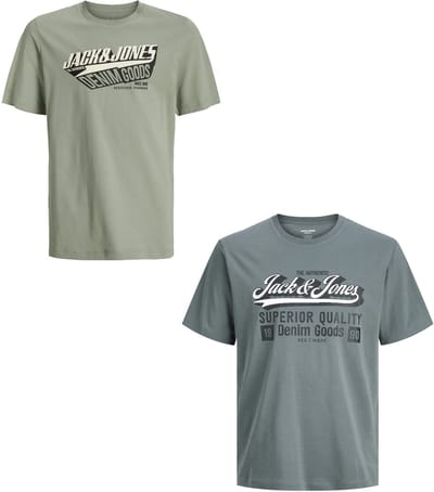 Jack & Jones 2 t-shirts jongens - blauw en groen - JJElogo - maat 128