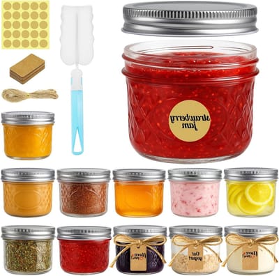 120ml Bewaarpotjes met Schroefdeksel - 12 Stuks Luchtdichte Jampotjes, Decoratieve Potten voor Jam, Honing en Specerijen