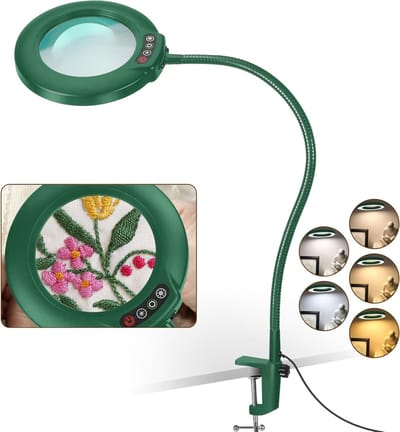 Vergrootglas met Lamp - Vergrootlamp Tafelklem - Fijn Werk - Echte Glazen Lens - 58 cm Flexibel - Groen