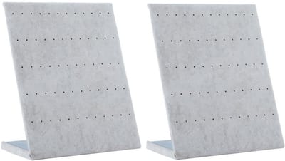 Dailygoods- Oorbelhouder 60 Gaten - Fluwelen Oorbellenrekje - L-vormige Organizer - Display voor Sieraden - 2 Stuks - Grijs 20 x 10 x 24 cm - Oorbelstandaard