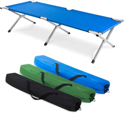 Opvouwbaar campingbed - Gastbed veldbed - Kamperen en logeren - Lichtgewicht aluminium frame - 195 x 65 cm - Zwart