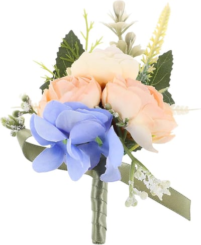 Bruidegom Corsage - Bloem Speld - Bruiloft Decoratie - Handgemaakt Ontwerp - 13.5cm Lengte - Multicolor