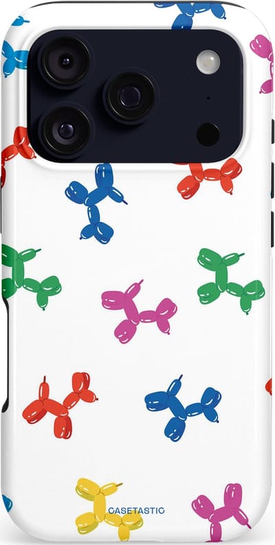 Casetastic hoesje geschikt voor Apple iPhone 17 Pro - MagSafe - Dubbellaagse bescherming - Ballonnen hondje - Fashion Case - Wit
