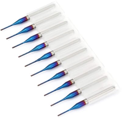 Dailygoods- Frezen 10 Stuks - Hardmetalen Vingerfrees - CNC Frezen - Snijkantdiameter 0,5/0,6/0,7/0,8/0,9 mm - Schachtdiameter 3,175 mm - Geschikt voor PCB's en Kunststof - Freesbit