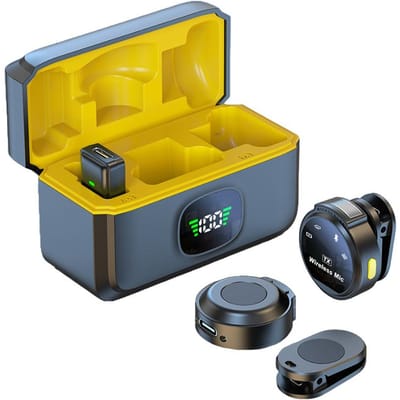 Reversmicrofoon Dubbele Microfoon Clip-on Microfoons Ruisonderdrukking Geen Vertraging Knop Schijfvormig Draadloos zwart