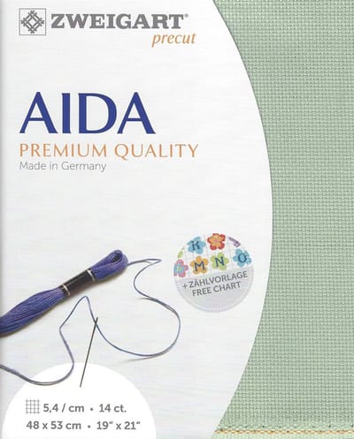 Borduurstof Aida 5,4 celadon green 48x53 cm - Zweigart