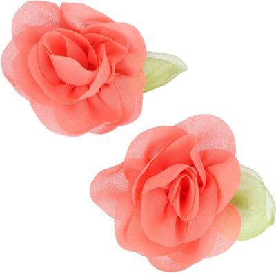 Haarsoires Haarspeld Duckklemmen 5cm – Bloem van Stof – Koraal Oranje – Set van 2 - Haarclip - Haarklem - Makkelijk in Gebruik - Sterke Haarclip voor Styling & Dagelijks Gebruik - Hair Clip - Decoratieve Haaraccessoire