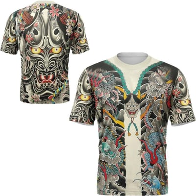 Tattoo 3D Print Heren T-shirt Zomer Harajuku Casual Korte Mouw T-shirt Tops Oversized Kleding L black
