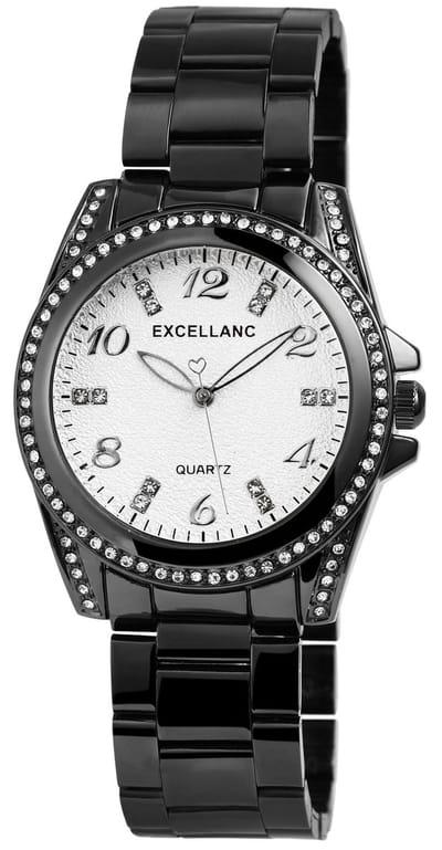 EXCELLANC Dameshorloge metaal met metalen armband en kristalversiering