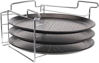 Pizza bakset - 4 delig - 32 x 32 x 25 cm - RVS - non stick pizzaplaten - pizza bakken set