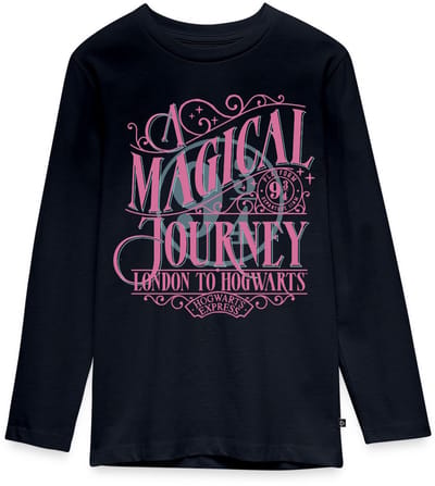 Harry Potter Perron 9 ¾ Ontwerp In Roze & Blauw Premium T-Shirt Tiener Lang