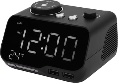 Digitale Wekker - Wekkerradio Bluetooth - Wakker Worden - Dubbele Alarmen - 10x9 cm - Zwart