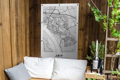 Tuinposter Stadskaart - Tuindoek Plattegrond - Buiten Decoratie - UV Bestendig Zeil - 80x120 cm - Veelkleurig