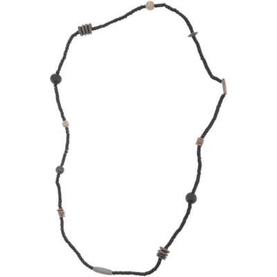 Behave – Ketting – Houten kralen – Bruin;Zwart;Grijs – 90 cm – Boho Chic