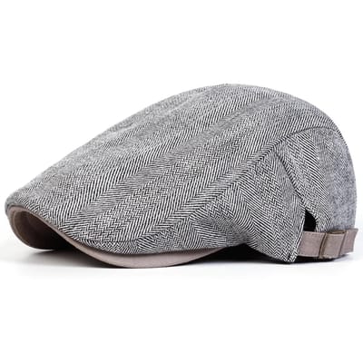 Casquettes Newsboy Rétro à Chevrons et Carreaux Chapeaux de Peintres Britanniques Casquettes Plates Réglables Printemps et Automne Bérets Hip Hop gray