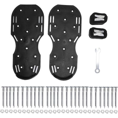 Scarificateur manuel pour pelouse Sandales à pointes de jardin Chaussures à pointes pour gazon avec sangles à boucle en métal en alliage de zinc