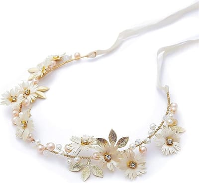 Bruidsslinger Bloemenkrans - Haardecoratie Kroon - Bruiloft Feest - Stoffen Bloem Accessoire - 2.5cm