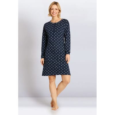 Hajo nachthemd blauw met all-over print - Blauw - Maat - 48/50