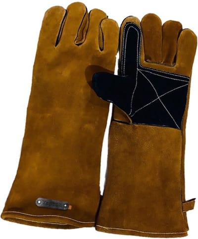 Xapron - BBQ Handschoen Suede - Set - cognac/zwart-Hitte bestendig tot 300 gr.