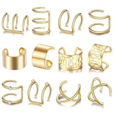 Nieuwe Mode Gouden Oor Cuff Oorbellen Nep Piercing Clip-On Oorbellen Statement Punk Sieraden Sets Coole Meisjes Feest Accessoires goud