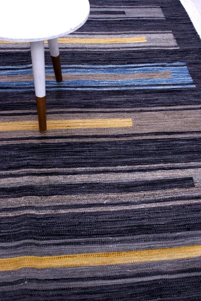 Antraciet Tapijt Laagpolig Handgeweven Wollen Vloerkleed - Koho Afghan Modern Kelim 231x158 - 231x158cm- Modern - Woonkamer - Salon - Slaapkamer - Eetkamer