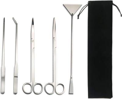 Aquarium Aquascaping Tool Set - Planten Verzorgingskit - Aquarium Onderhoud - Roestvrij Staal - 5 Delig - Zilver