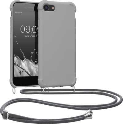 kwmobile telefoonhoesjegeschikt voor Apple iPhone SE (2022) / iPhone SE (2020) / iPhone 8 / iPhone 7 - Hoesje van siliconen met telefoonkoord - In taupe