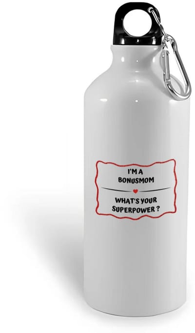 Hacebo® - I'm a bonusmom what's your superpower? waterfles - Mama - super bonusmoeder - Moeder cadeautjes - moederdag - verjaardag - geschenk - kado - water fles - 400ML