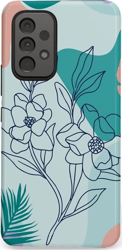 Casetastic Hoesje Geschikt voor Samsung A53 - Stijlvolle Beschermende Duo-layer Case - Zeegroen Bloemenfestijn