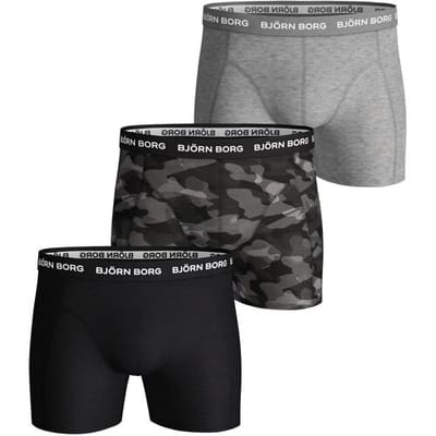 Bjorn Borg Cotton Stretch Boxers 3Pack Zwart Grijs - Maat XXL - Heren - Boxershorts