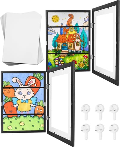 Aurixi® Wissellijst Kindertekening - Fotolijst - Luxe fotolijst voor kindertekeningen -Zwart- 34cm x 25cm 3cm