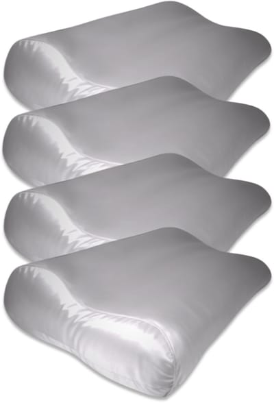 Voordeelset 4x 100% Zijden kussensloop Licht Grijs Ergonomisch - 19MM - 30x50cm - Satijn geweven zijden kussensloop - Anti acne kussensloop - Silk Heaven - 30x50cm