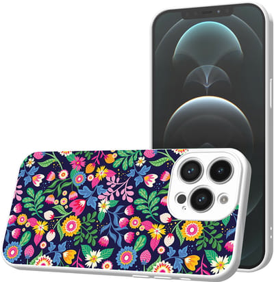 Smartphonica Telefoonhoesje Geschikt voor iPhone 12 Pro Max met Bloemen opdruk - TPU Back Cover Case Flower Design - Wit geschikt voor iPhone 12 Pro Max
