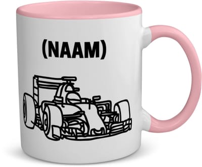 Akyol - formule 1 met eigen naam koffiemok - theemok - roze - Auto rijden - auto liefhebbers - autosport - 350 ML inhoud