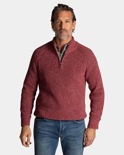NZA - Rode katoenen half zip trui
